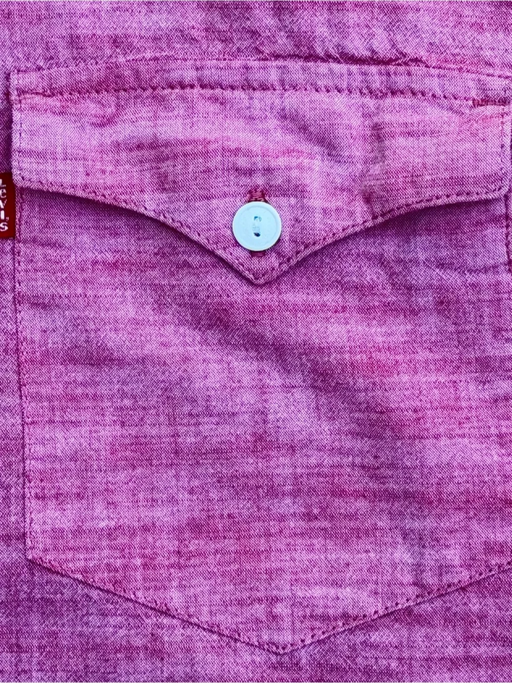 Levi's Short Sleeve Button Up 100% Cotton Sz XXL #3LDSW055 Blush Chambray